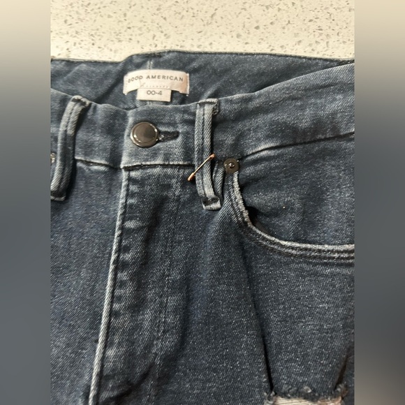 Good American Women's Distressed blue Jeans size 00 new without tags - Picture 3 of 4